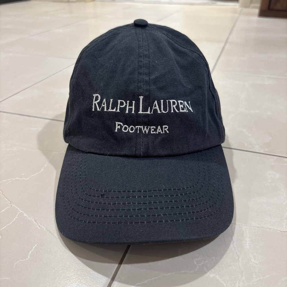 Vintage Polo Ralph Lauren 2000 Y2K Footwear Hat Dad Baseball Cap OS Fits Navy